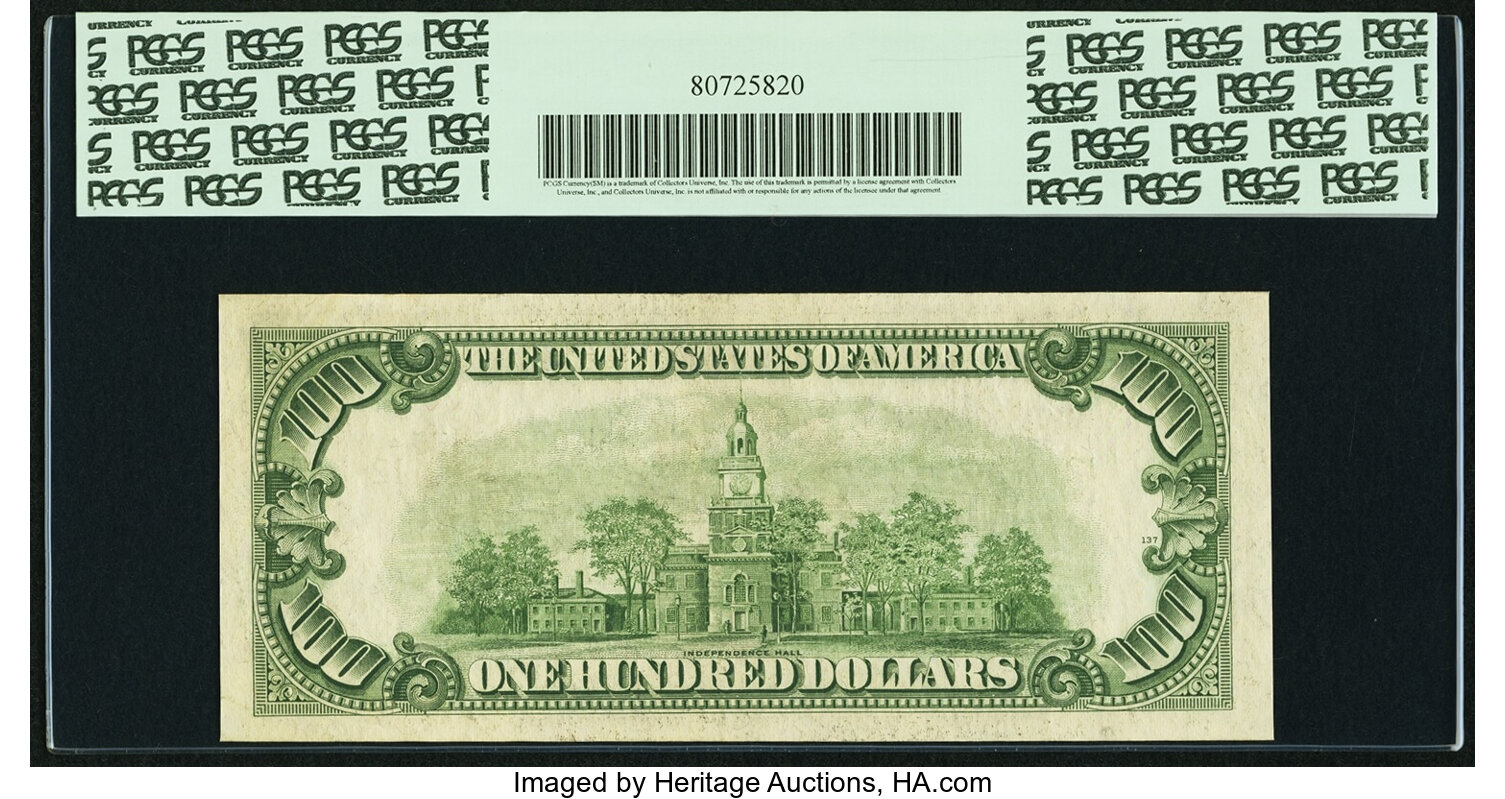 image for: Fr. 2160-L* $100 1950C Federal Reserve Note. PCGS Choice About New 58PPQ....