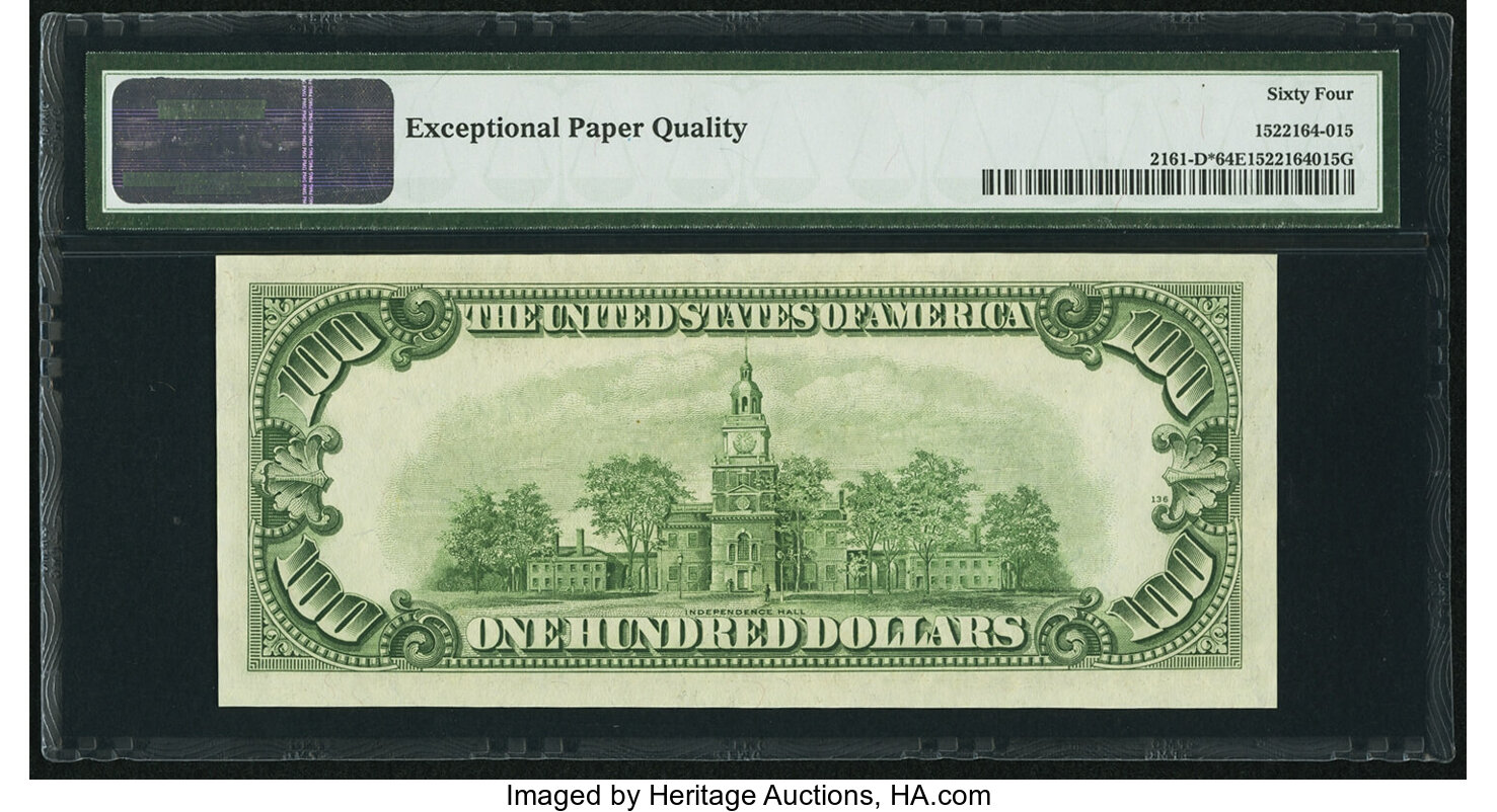 image for: Fr. 2161-D* $100 1950D Federal Reserve Note. PMG Choice Uncirculated 64 EPQ....