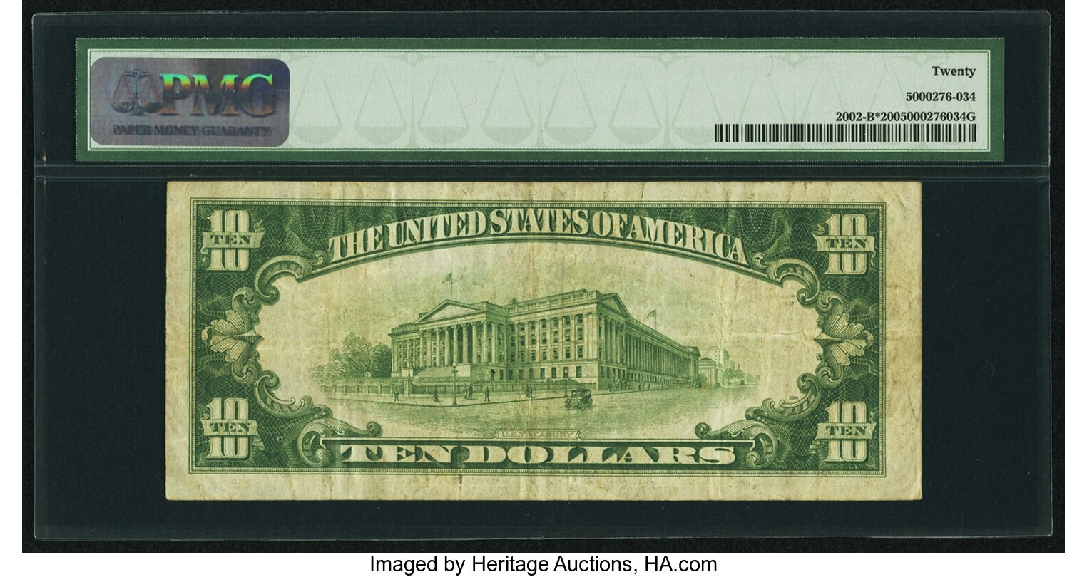 image for: Fr. 2002-B* $10 1928B Light Green Seal Federal Reserve Star Note. PMG Very Fine 20....