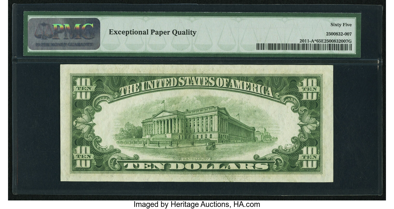 image for: Fr. 2011-A* $10 1950A Federal Reserve Star Note. PMG Gem Uncirculated 65 EPQ....
