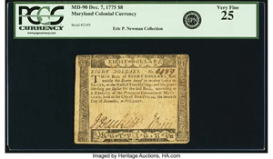 image for: Maryland December 7, 1775 $8 Fr. MD-90. PCGS Very Fine 25....