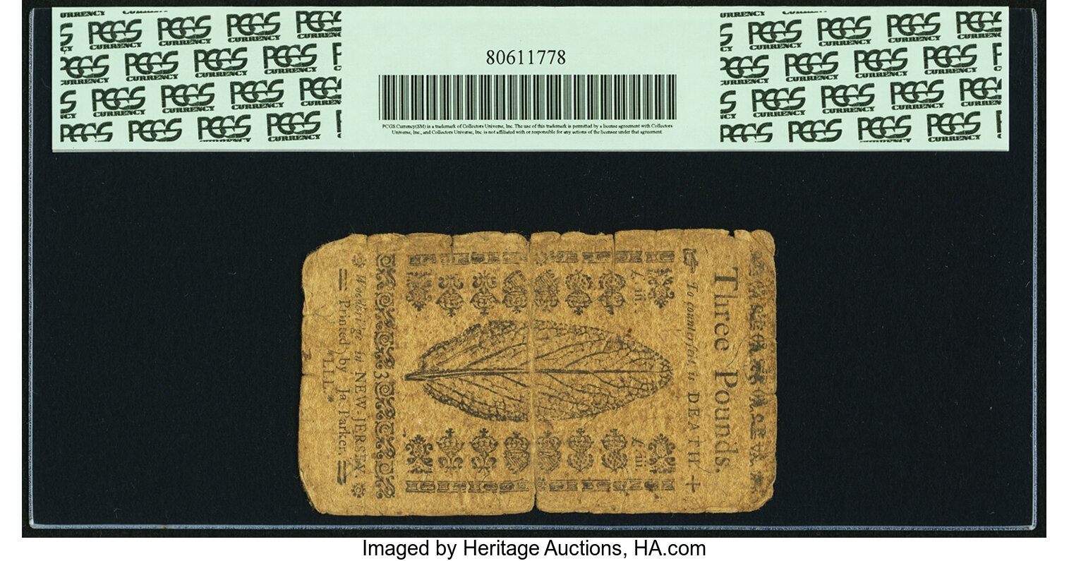 image for: New Jersey April 12, 1757 3 Pounds Fr. NJ-103. PCGS Fine 12 Apparent....