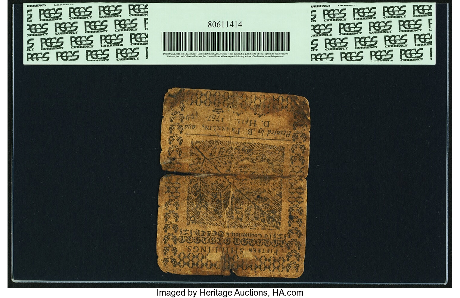 image for: Pennsylvania March 10, 1757 15 Shillings Fr. PA-83. PCGS Fine 12 Apparent....