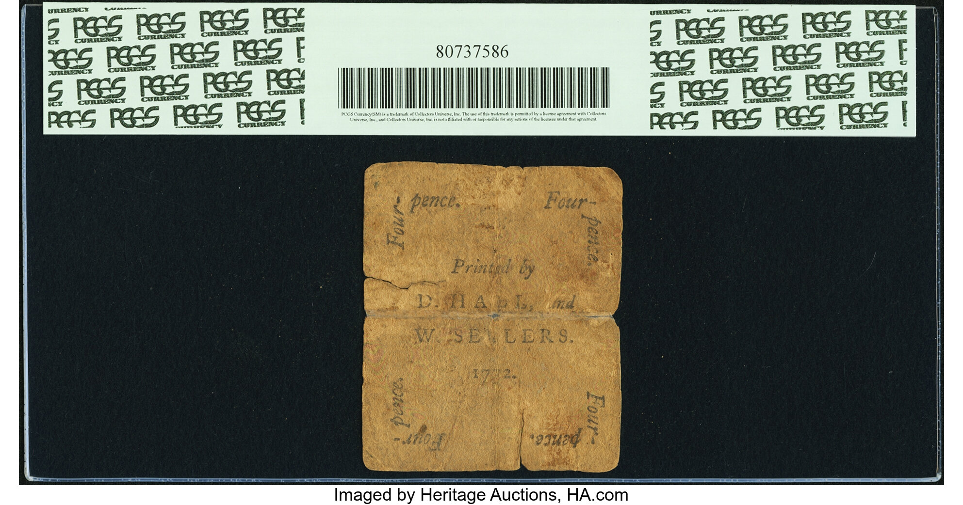 image for: Pennsylvania April 3, 1772 4 Pence John Morton Signature Fr. PA-151. PCGS Very Good 10 Apparent....