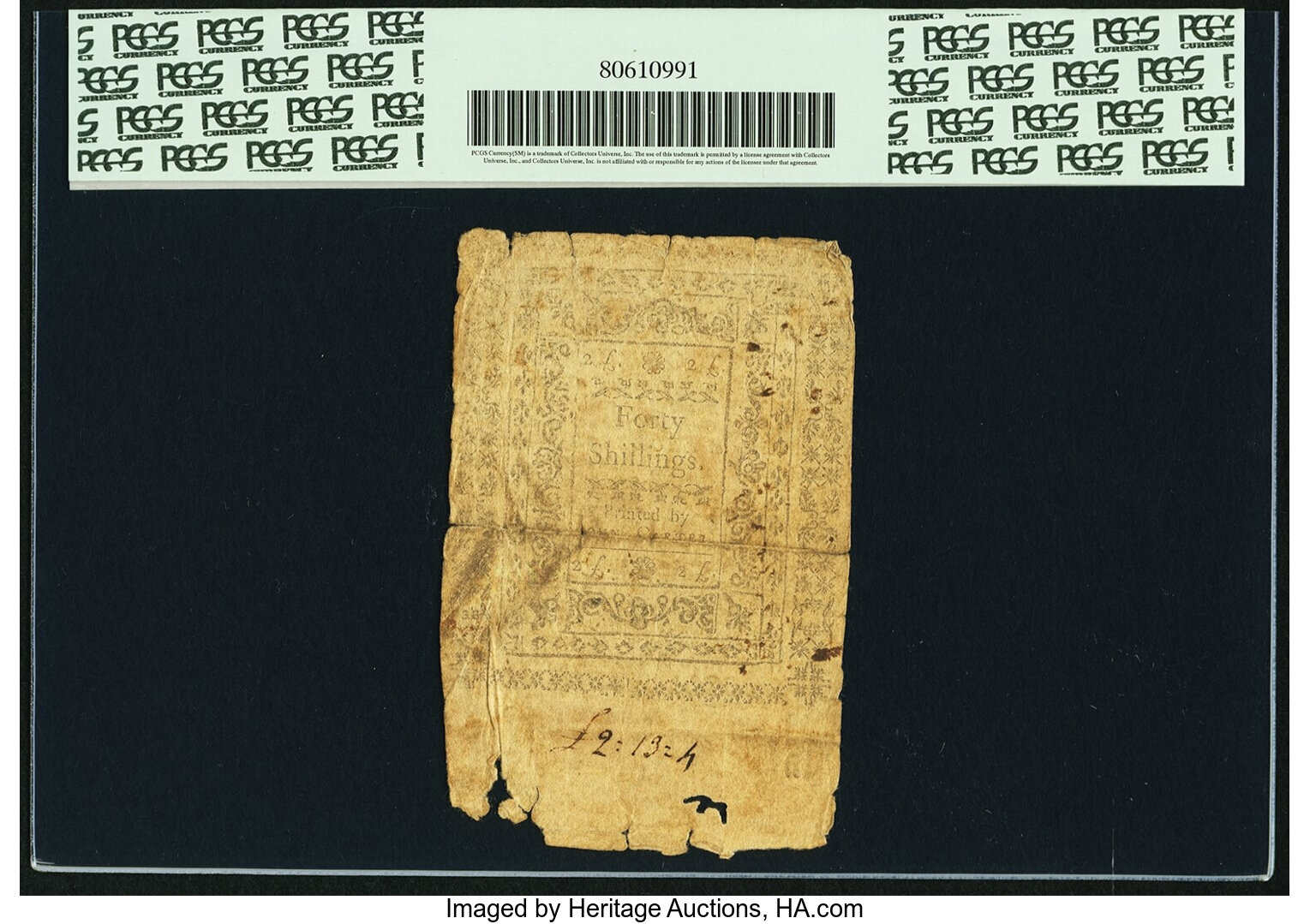 image for: Rhode Island November 6, 1775 40 Shillings Fr. RI-217. PCGS Fine 15 Apparent....