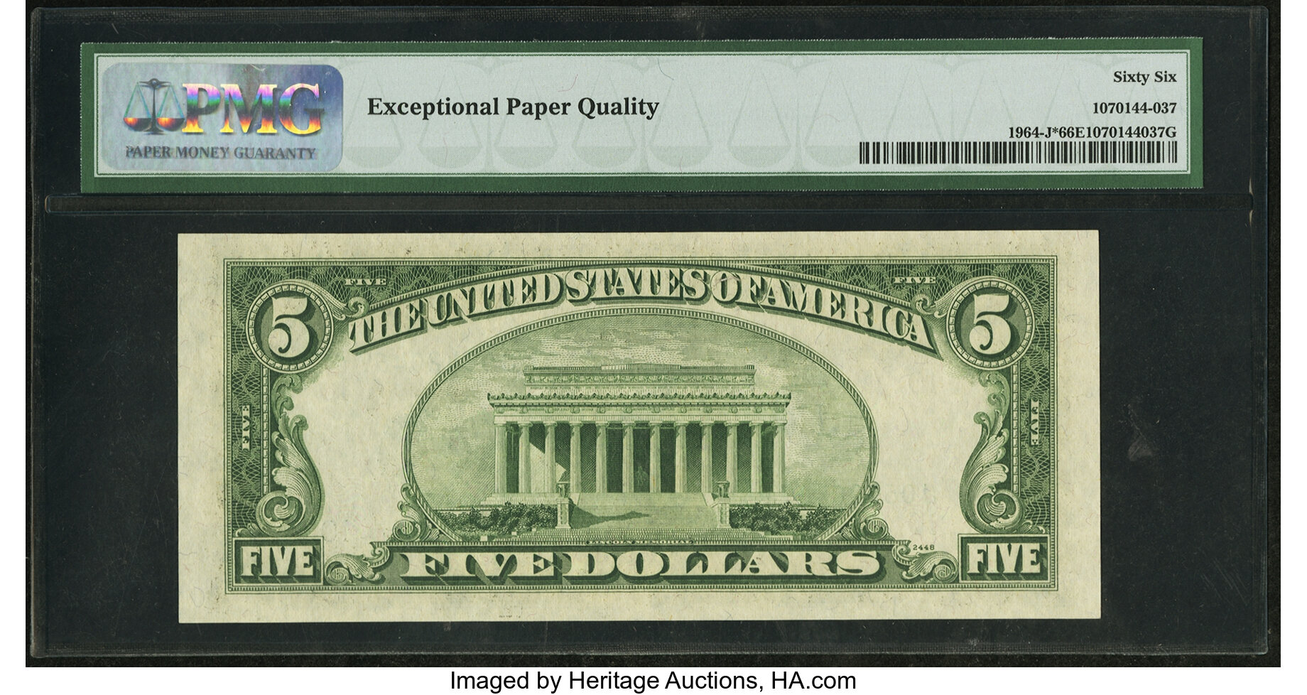 image for: Fr. 1964-J* $5 1950C Federal Reserve Note. PMG Gem Uncirculated 66 EPQ....