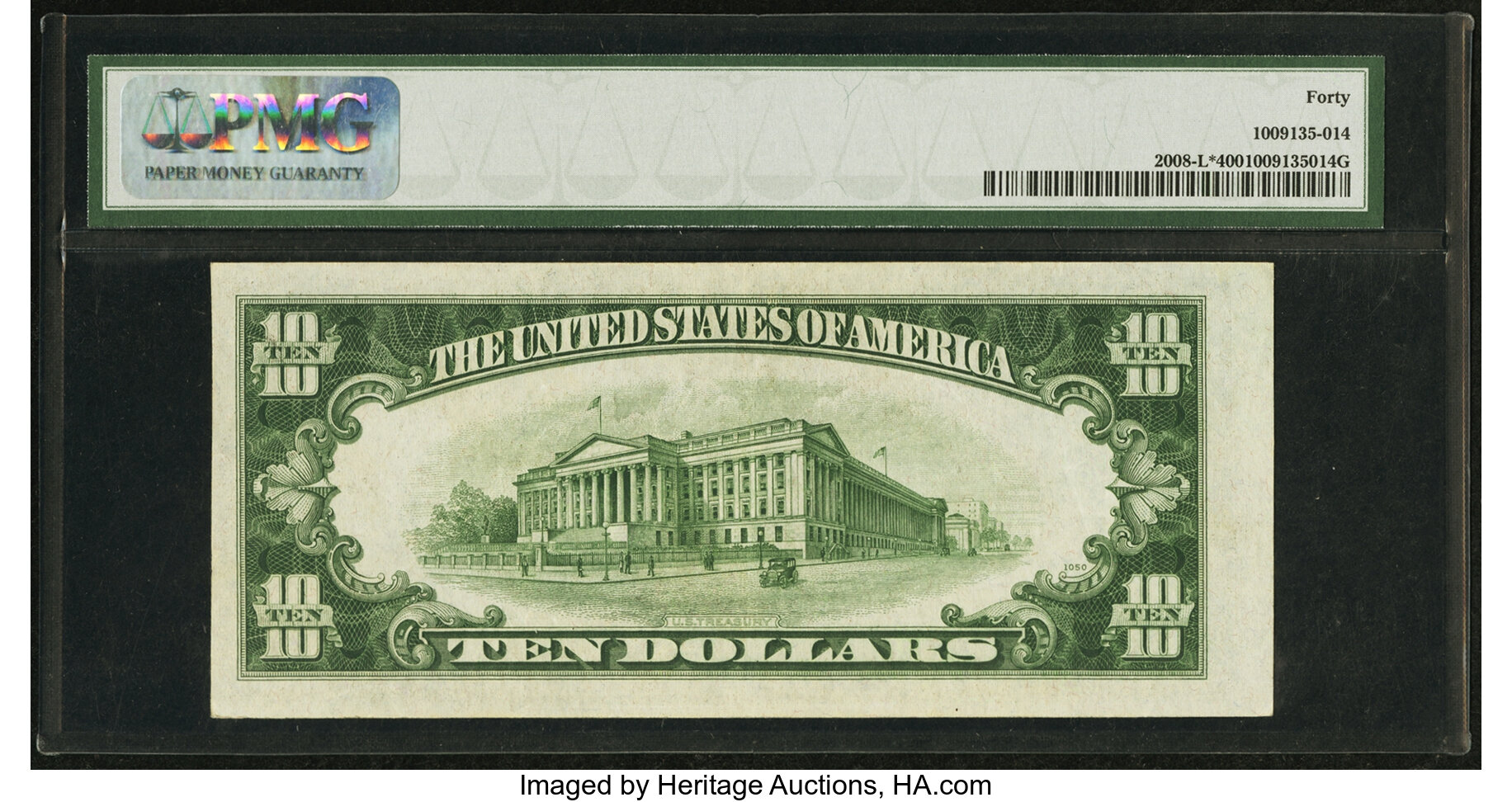 image for: Fr. 2008-L* $10 1934C Wide Federal Reserve Note. PMG Extremely Fine 40....