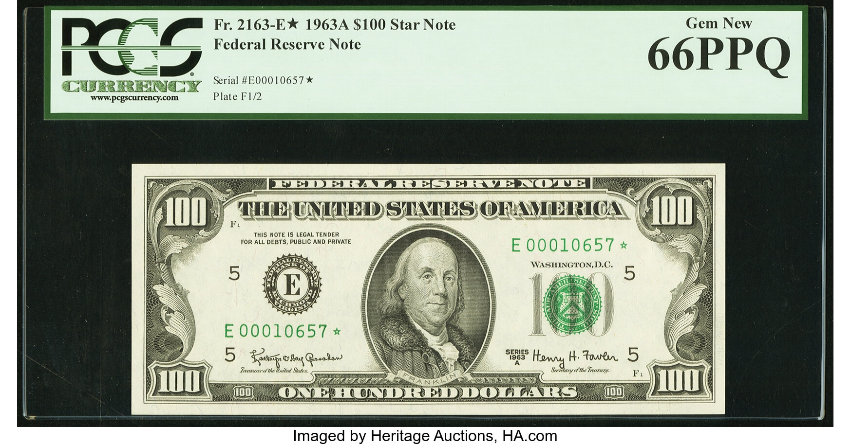 image for: Fr. 2163-E* $100 1963A Federal Reserve Note. PCGS Gem New 66PPQ....