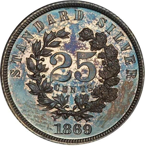 image for: 25C 1869 J-721. PCGS PR64 EX SIMPSON