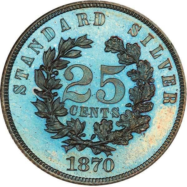 image for: 25C 1870 J-914. PCGS PR67 BN EX SIMPSON