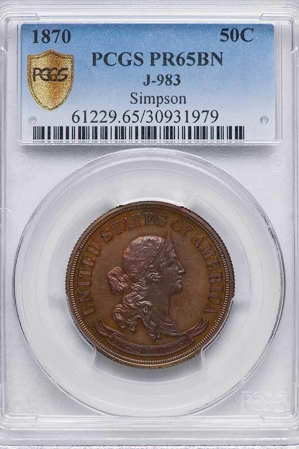 image for: 50C 1870 J-983. PCGS PR65 BN EX SIMPSON