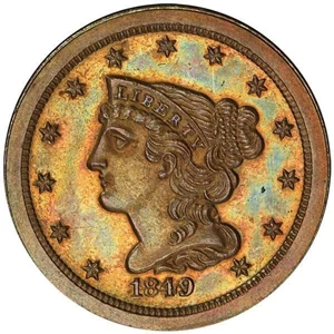 1857 Braided Hair Half Cent NGC MS 62 Uncirculated Key Date