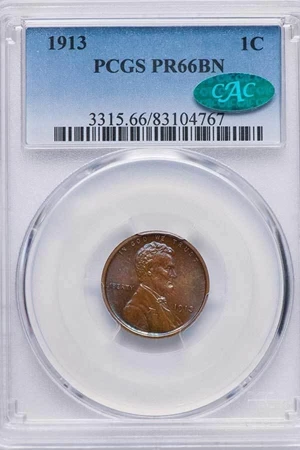 image for: 1C 1913 PCGS PR66 BN CAC