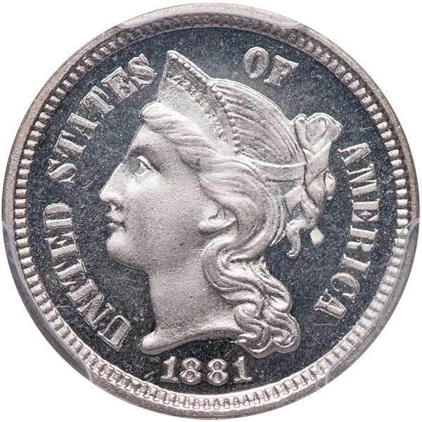 image for: 3CN 1881 PCGS PR66 DCAM CAC