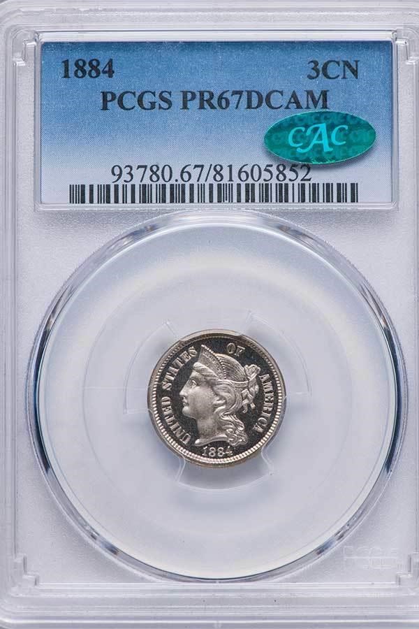 image for: 3CN 1884 PCGS PR67 DCAM CAC