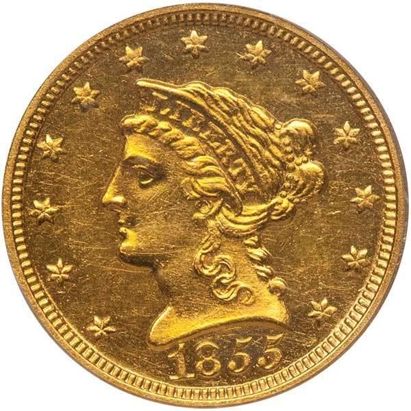 image for: $2.50 1855-C  PCGS AU55