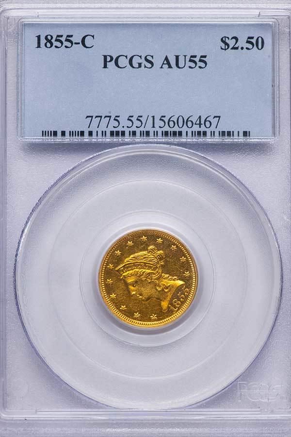image for: $2.50 1855-C  PCGS AU55