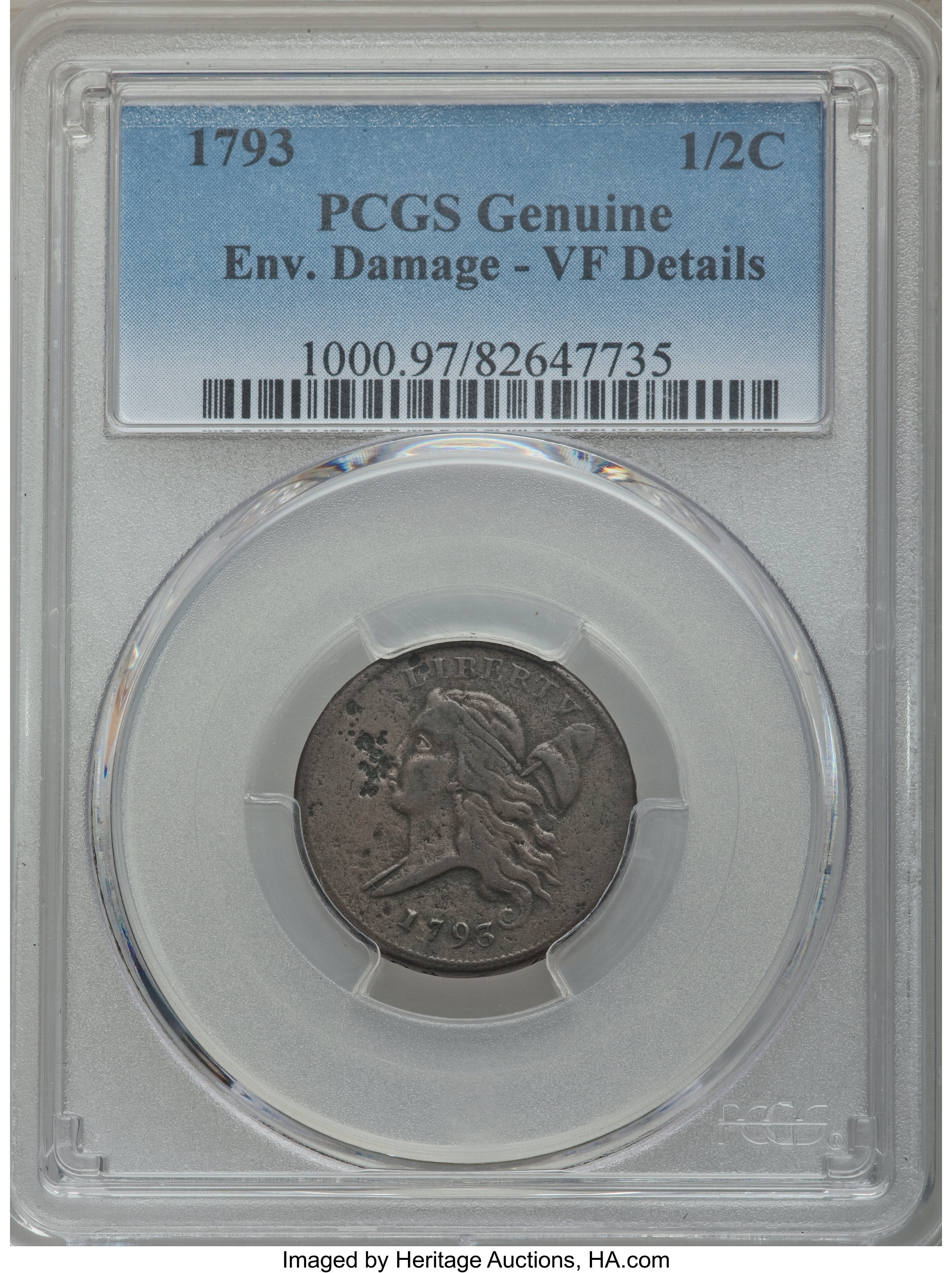 1793 1/2c C-3 MS BN VF20 BN thumbnail 6