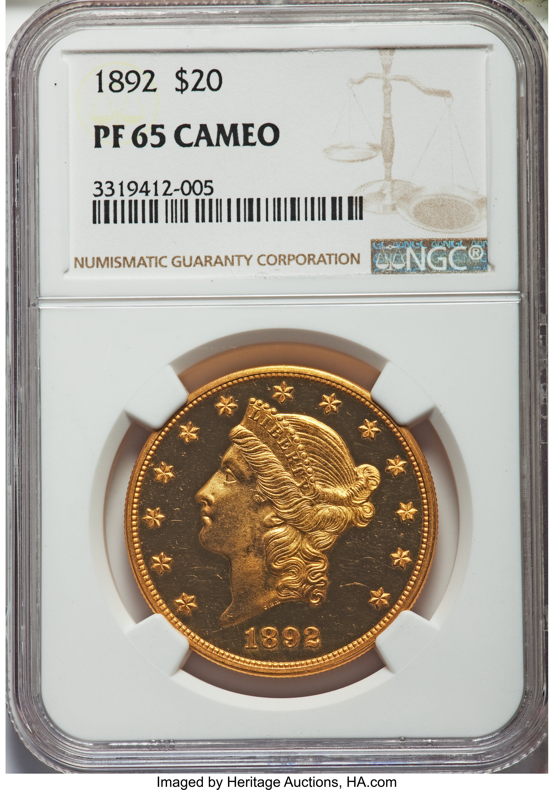 image for: 1892 $20 PR65 Cameo NGC....