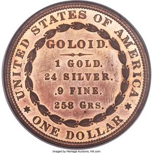 image for: 1878 $1 Goloid Dollar, Judd-1562, Pollock-1753, R.6-7, PR66 Red NGC. CAC....