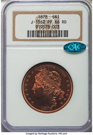 image for: 1878 $1 Goloid Dollar, Judd-1562, Pollock-1753, R.6-7, PR66 Red NGC. CAC....
