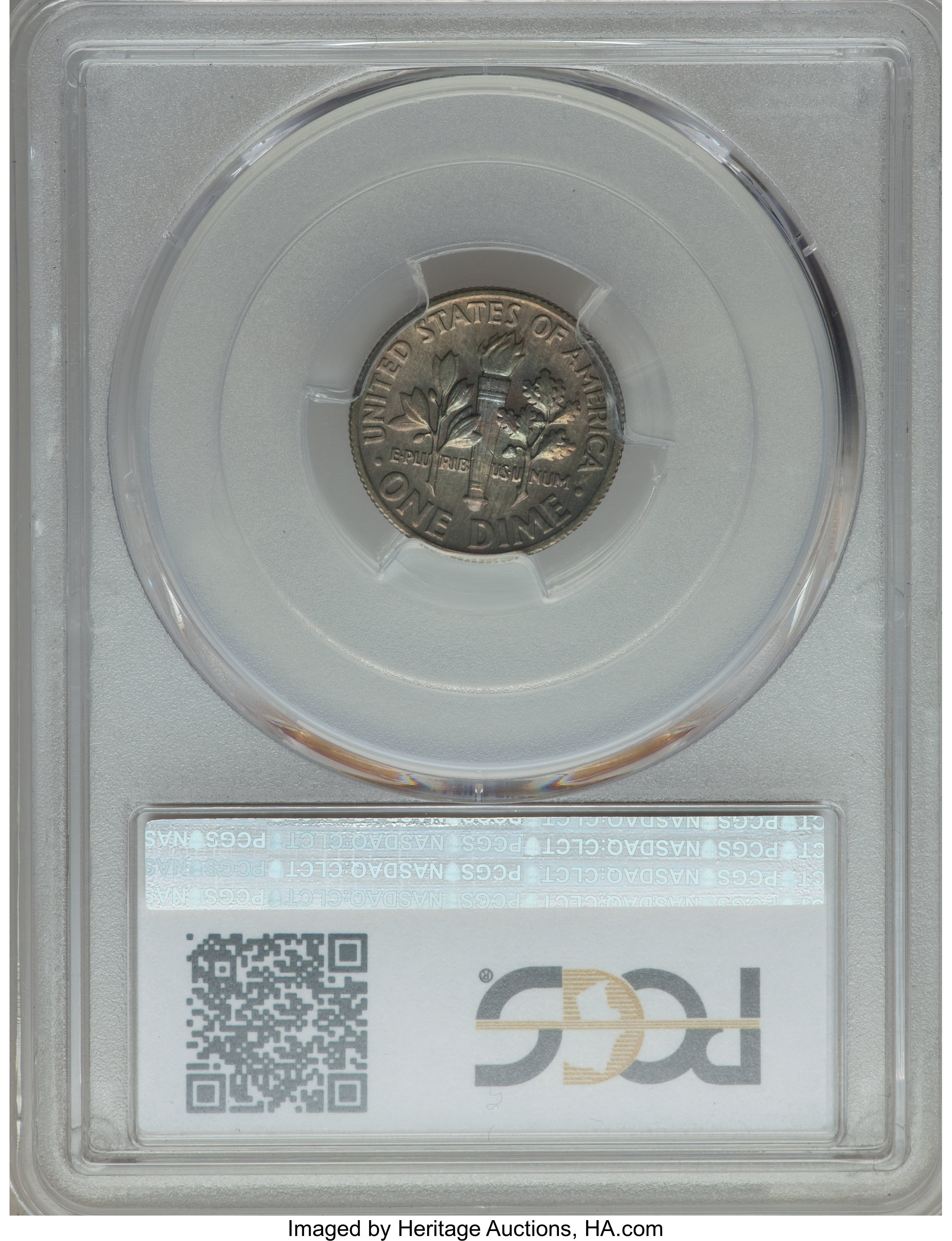 image for: 1972 10C MS66 Full Bands PCGS. PCGS Population: (5/0). NGC Census: (4/2).  Mintage 431,540,000. ...