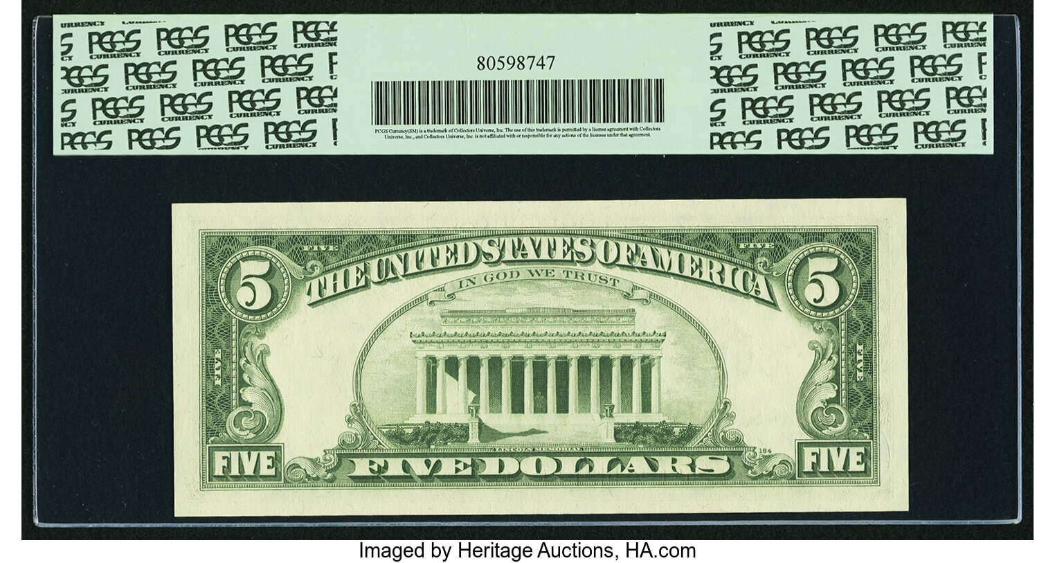 image for: Fr. 1971-H $5 1969B Federal Reserve Note. PCGS Gem New 66PPQ....