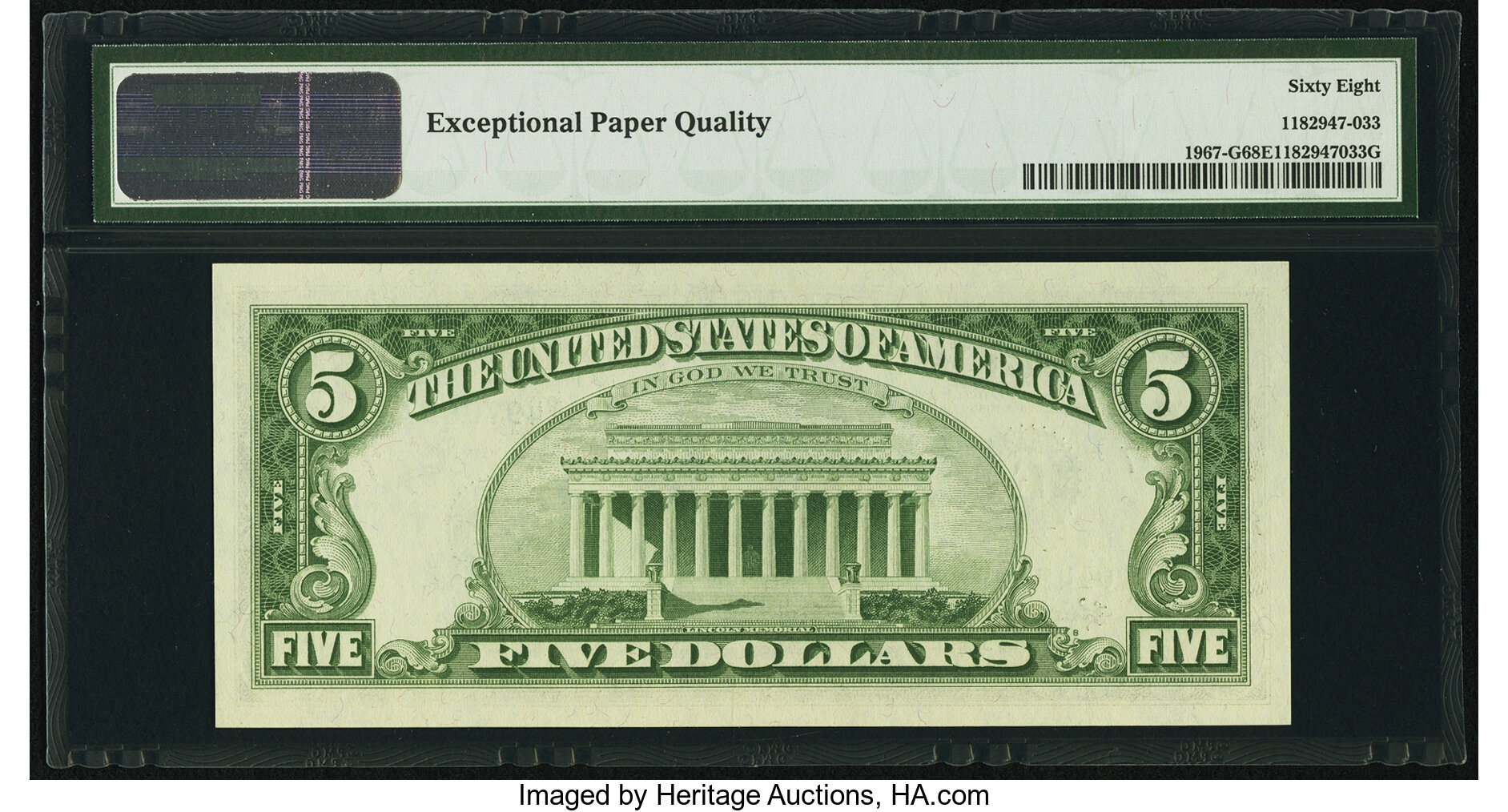 image for: Fr. 1967-G $5 1963 Federal Reserve Note. PMG Superb Gem Unc 68 EPQ....