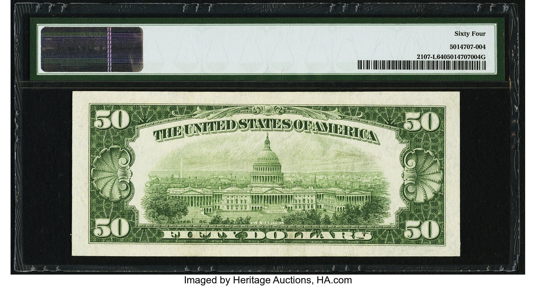 image for: Fr. 2107-L $50 1950 Federal Reserve Note. PMG Choice Uncirculated 64....