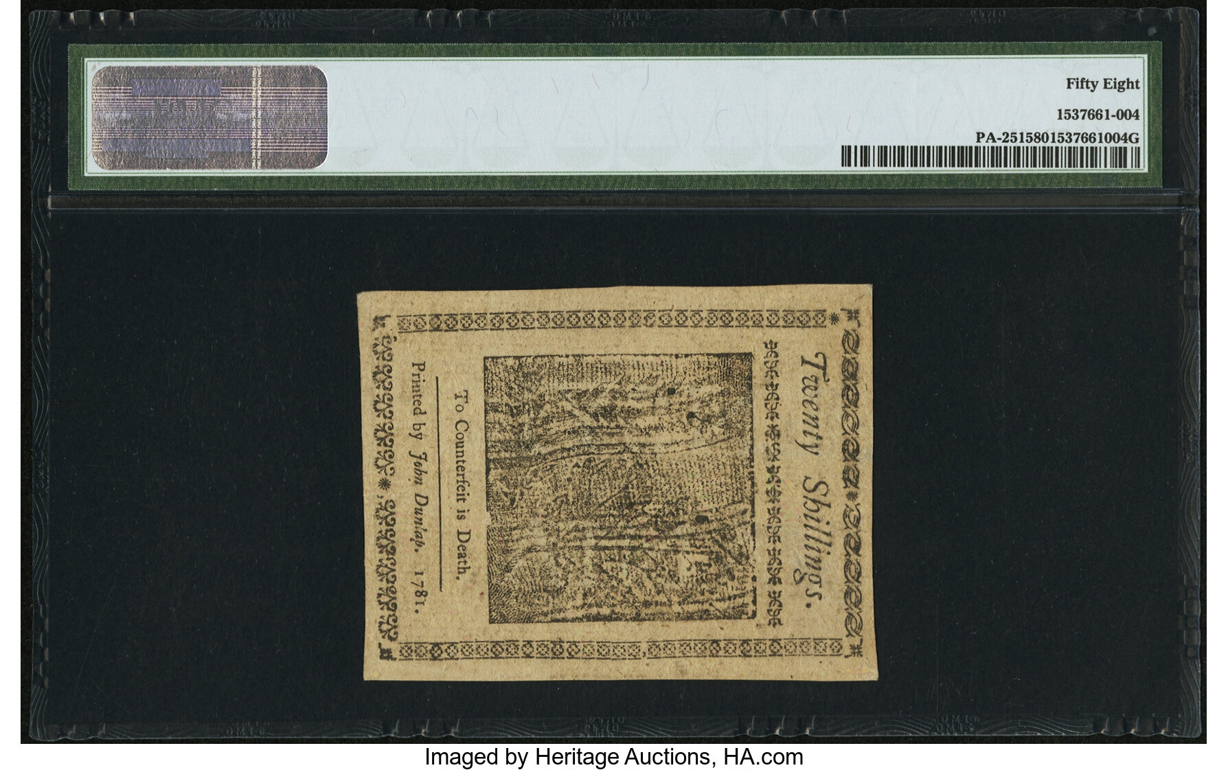 image for: Pennsylvania April 20, 1781 20s PMG Choice About Unc 58....