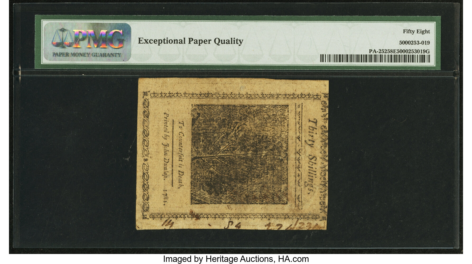 image for: Pennsylvania April 20, 1781 30s PMG Choice About Unc 58 EPQ....