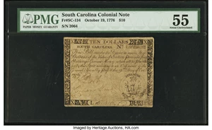 image for: South Carolina October 19, 1776 $10 PMG About Uncirculated 55....