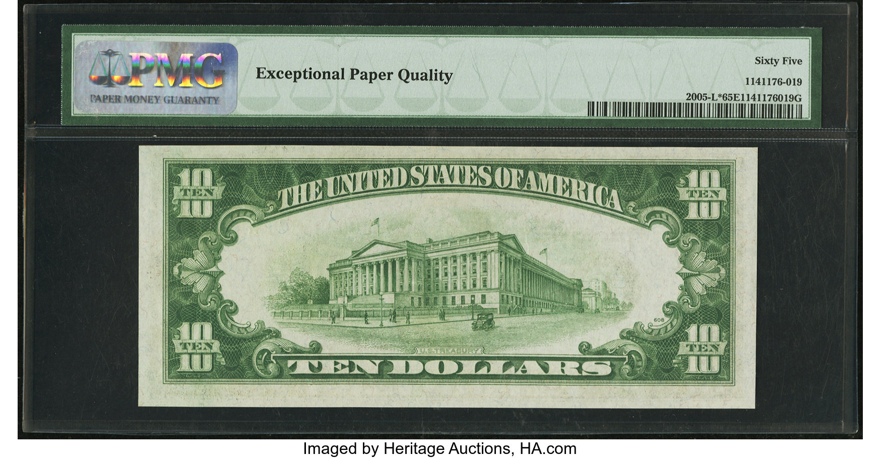image for: Fr. 2005-L* $10 1934 Mule Federal Reserve Note. PMG Gem Uncirculated 65 EPQ....