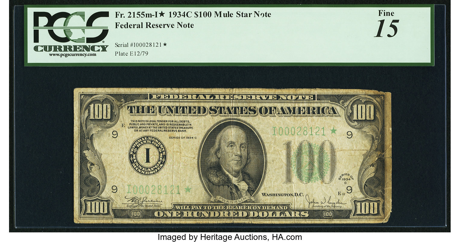 1934C $100 Replacement, Minneapolis (Fr. 2155I*)