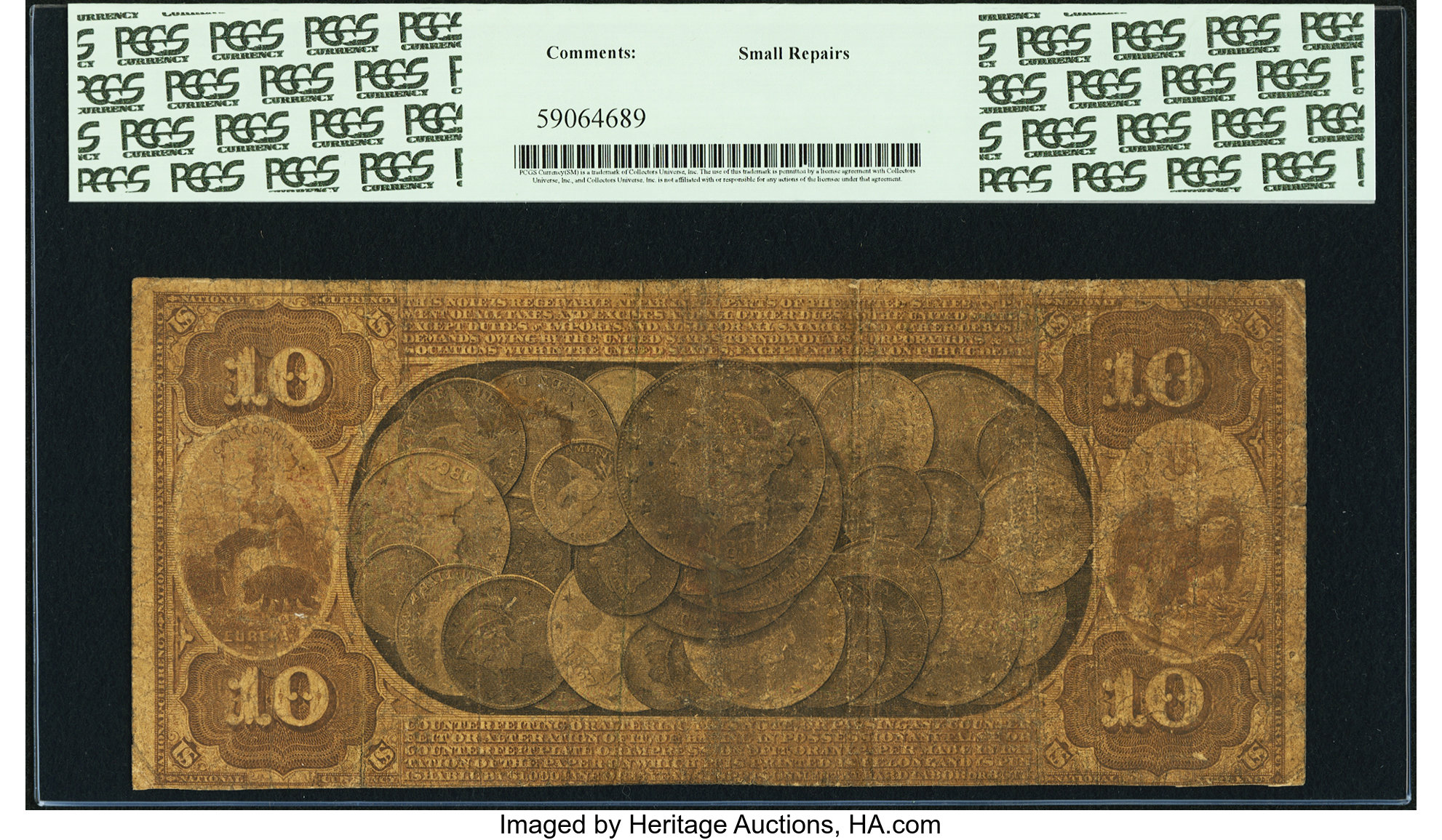 image for: Stockton, CA - $10 Original National Gold Bank Note Fr. 1146 The First National Gold Bank Ch. # 2077...