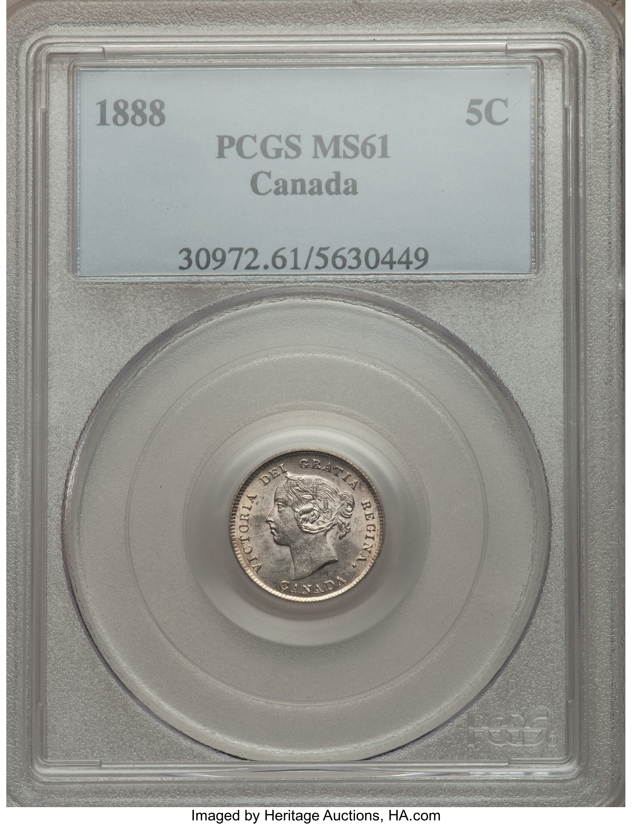 image for: Victoria 5 Cents 1888 MS61 PCGS