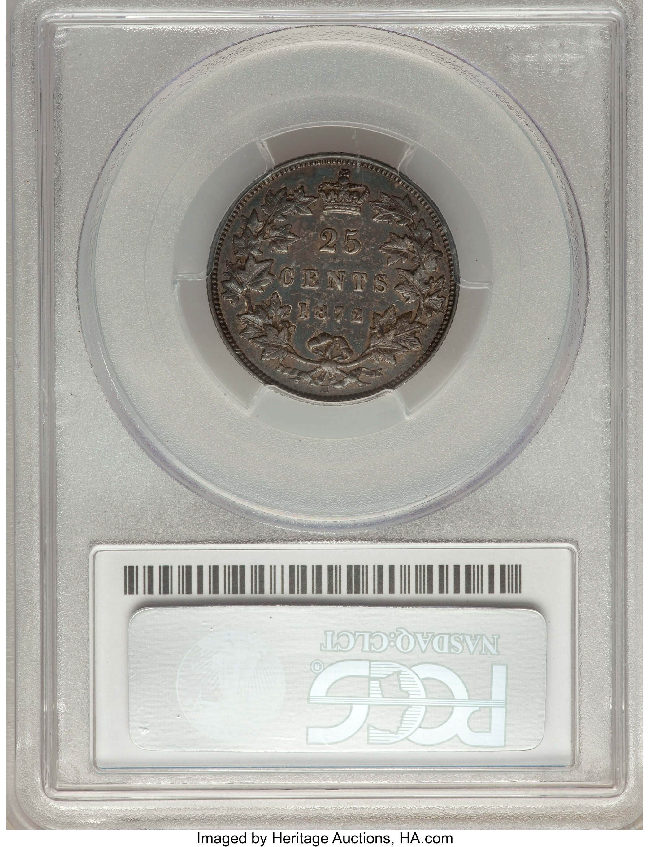 image for: Victoria 25 Cents 1872-H XF45 PCGS