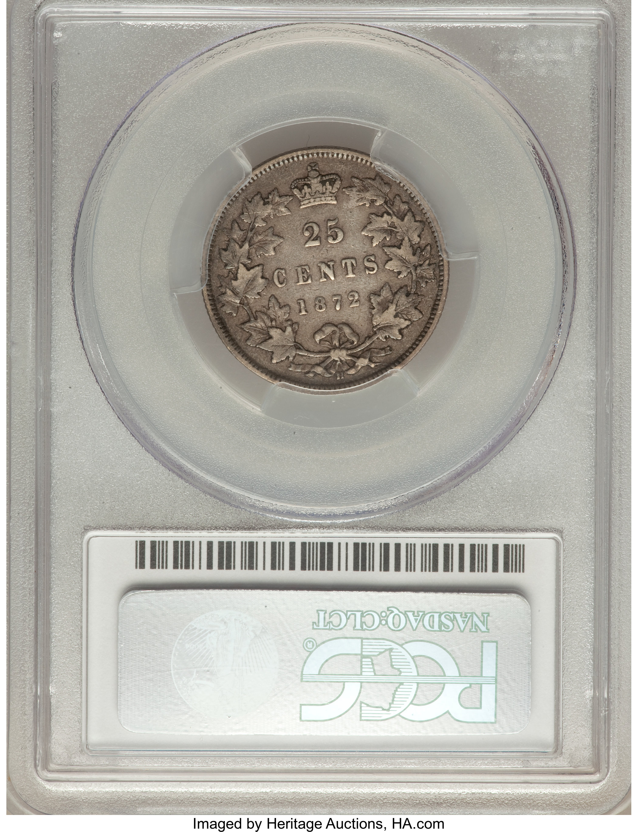 image for: Victoria 25 Cents 1872-H VF30 PCGS