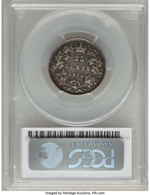 image for: Victoria 25 Cents 1870 VF35 PCGS