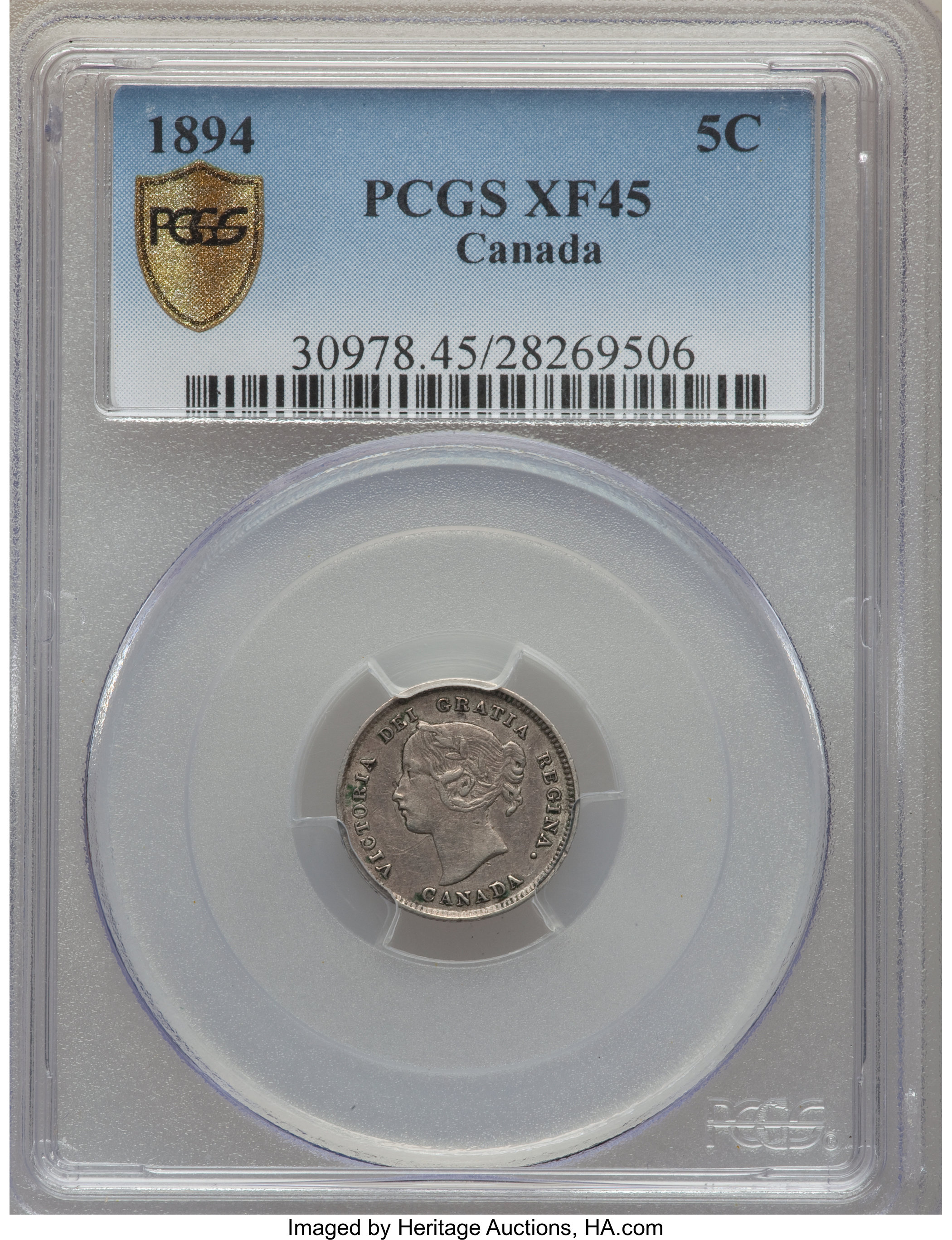 image for: Victoria 5 Cents 1894 XF45 PCGS