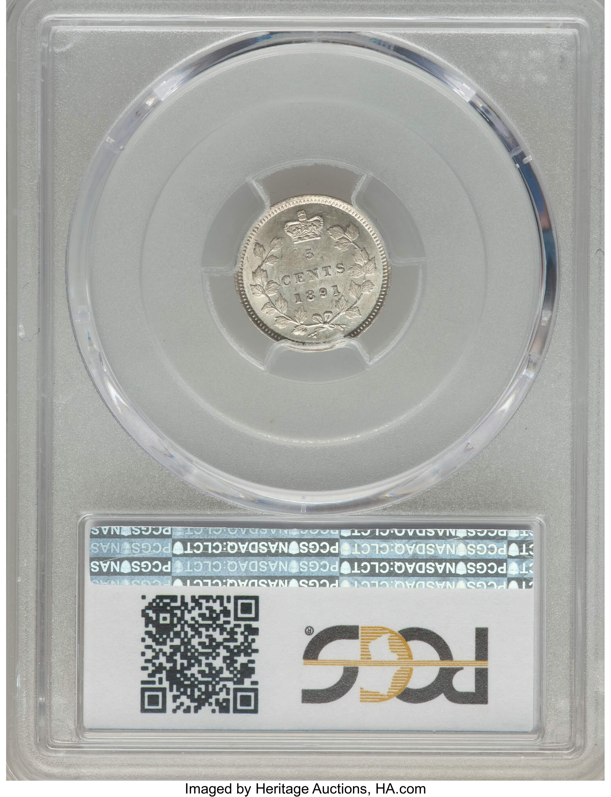 image for: Victoria 5 Cents 1891 AU58 PCGS