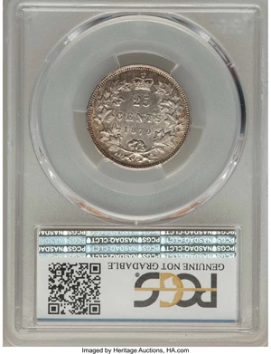 image for: Victoria 25 Cents 1870 AU Details (Tooled) PCGS