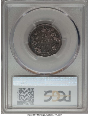 image for: Victoria 25 Cents 1881-H XF40 PCGS