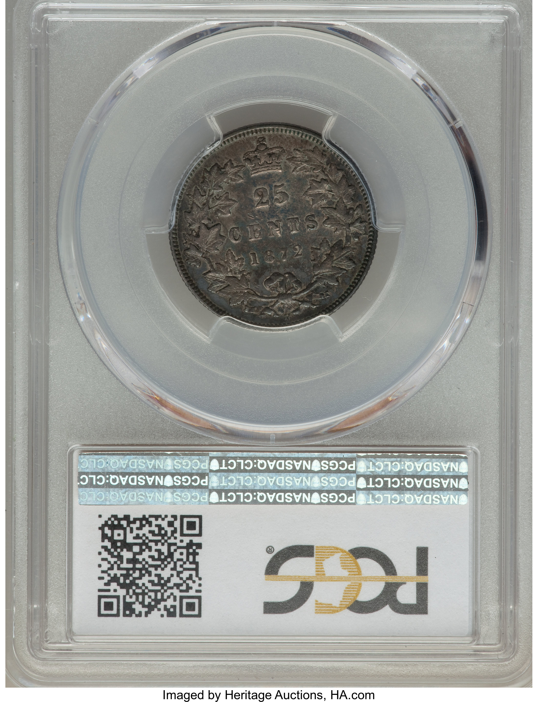 image for: Victoria 25 Cents 1872-H XF40 PCGS