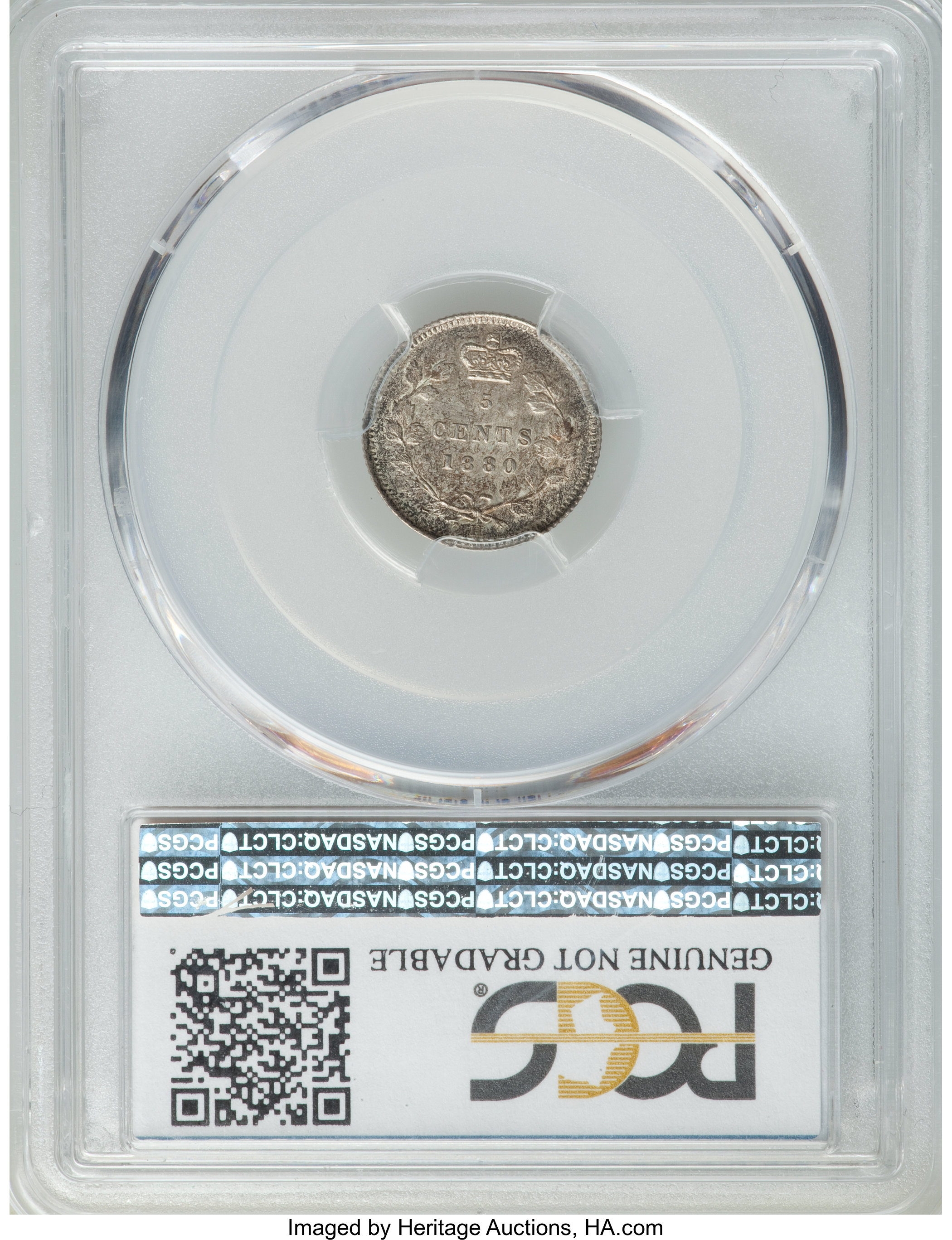 image for: Victoria 5 Cents 1880-H AU Details (Cleaning) PCGS