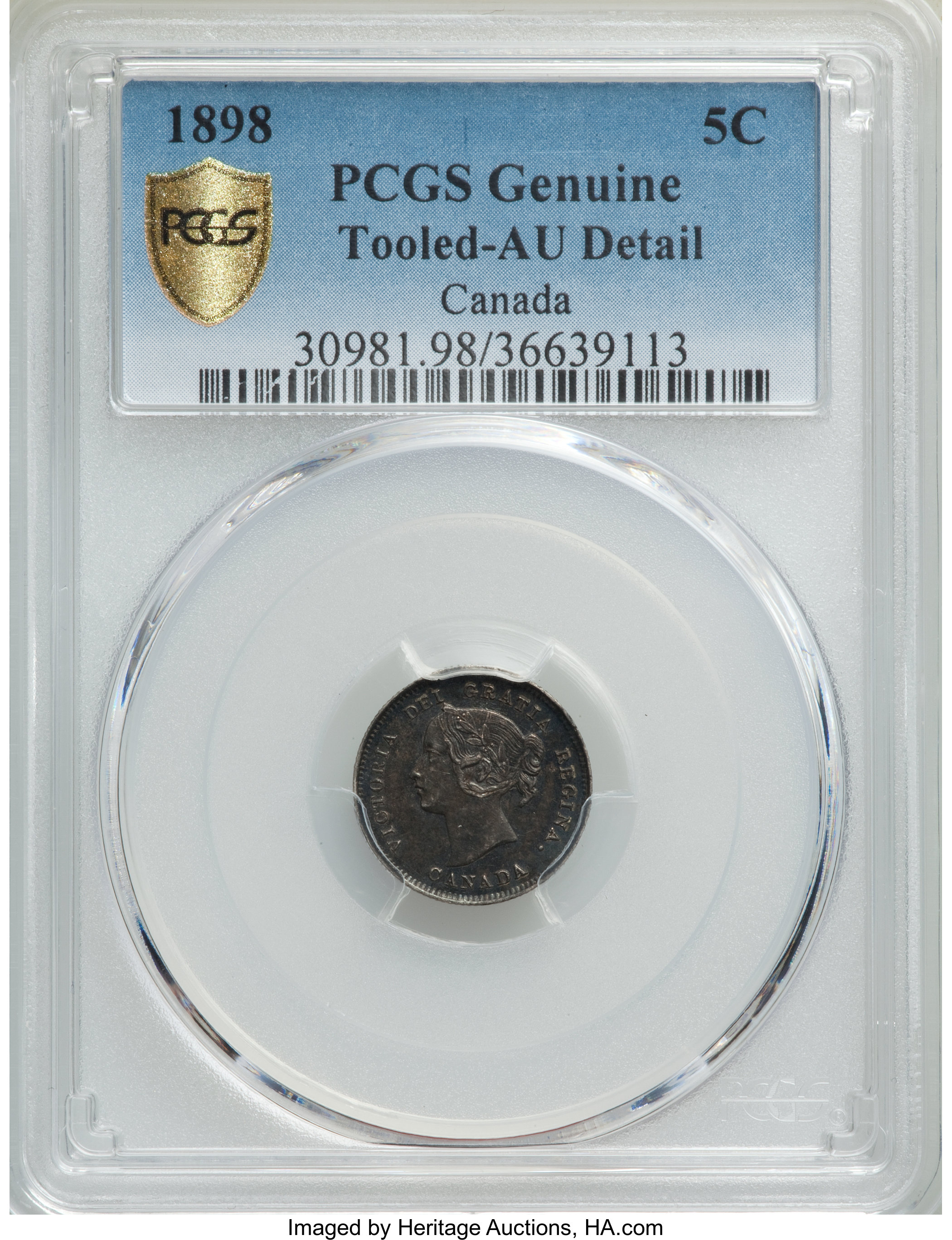 image for: Victoria 5 Cents 1898 AU Details (Tooled) PCGS