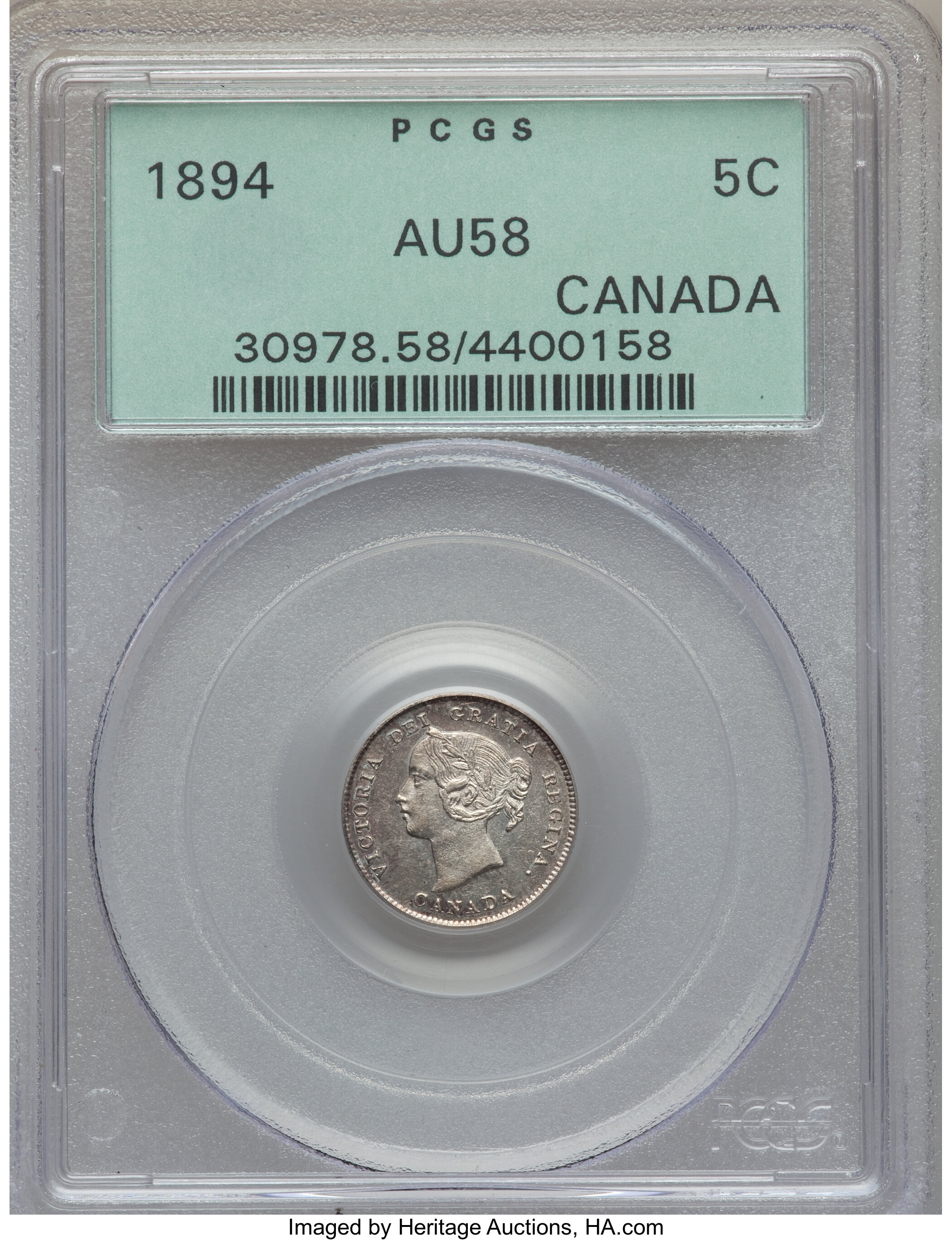 image for: Victoria 5 Cents 1894 AU58 PCGS