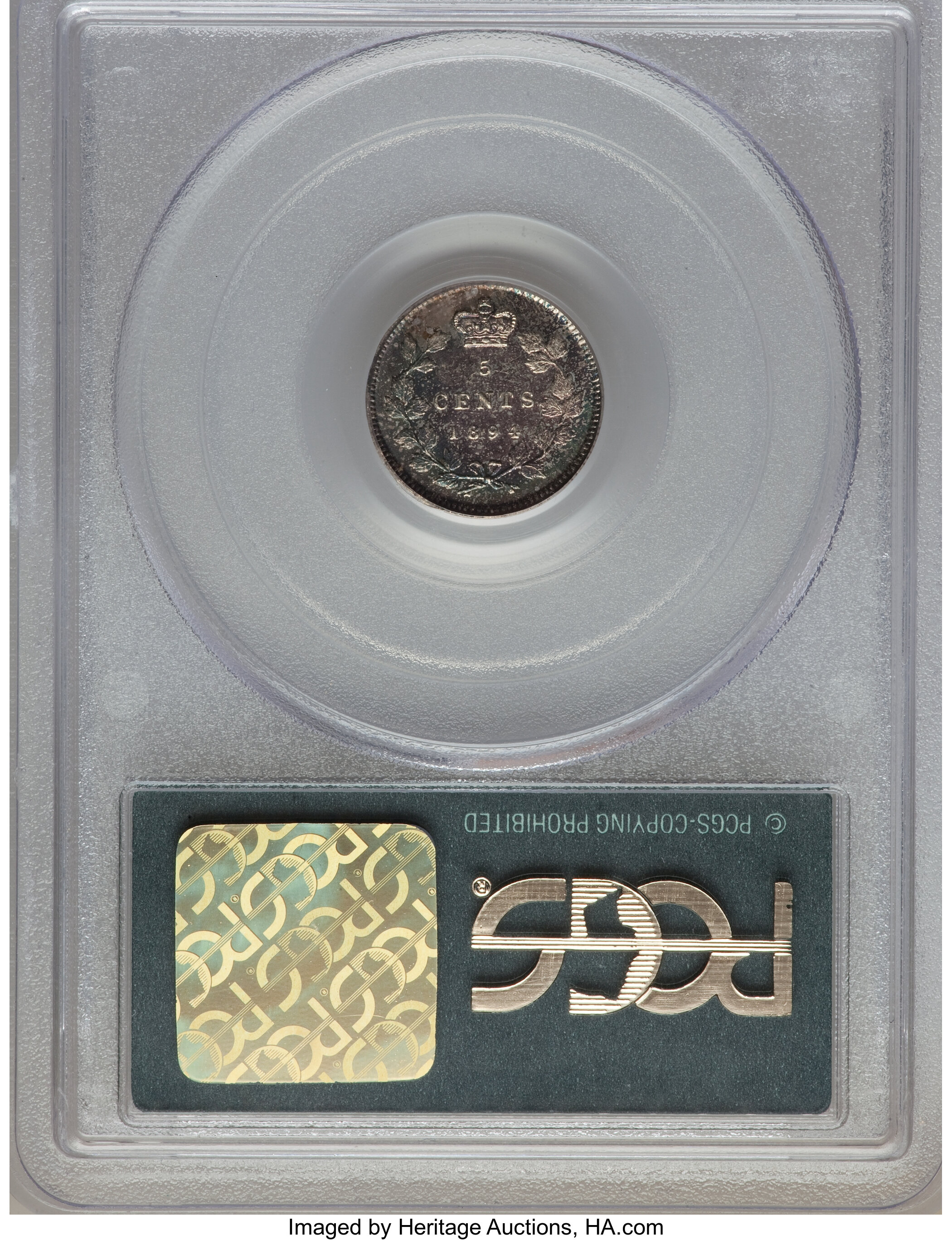 image for: Victoria 5 Cents 1894 AU58 PCGS