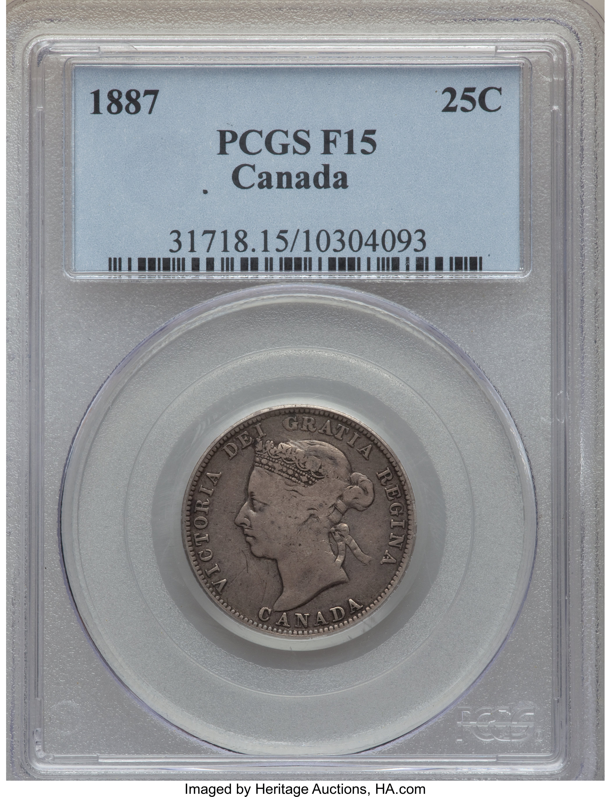 image for: Victoria 25 Cents 1887 F15 PCGS
