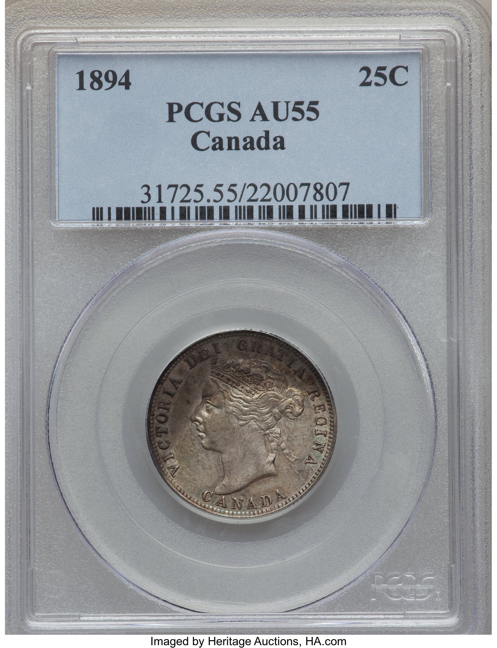 image for: Victoria 25 Cents 1894 AU55 PCGS